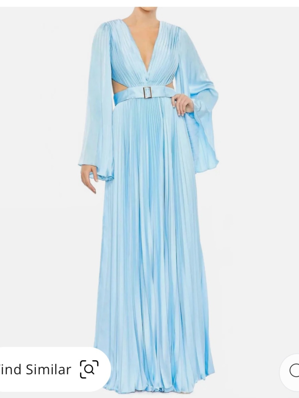 🦋$598 NWT Mac Duggal Ice Blue Pleated Satin Dress, Size 2🦋 - Picture 7 of 10
